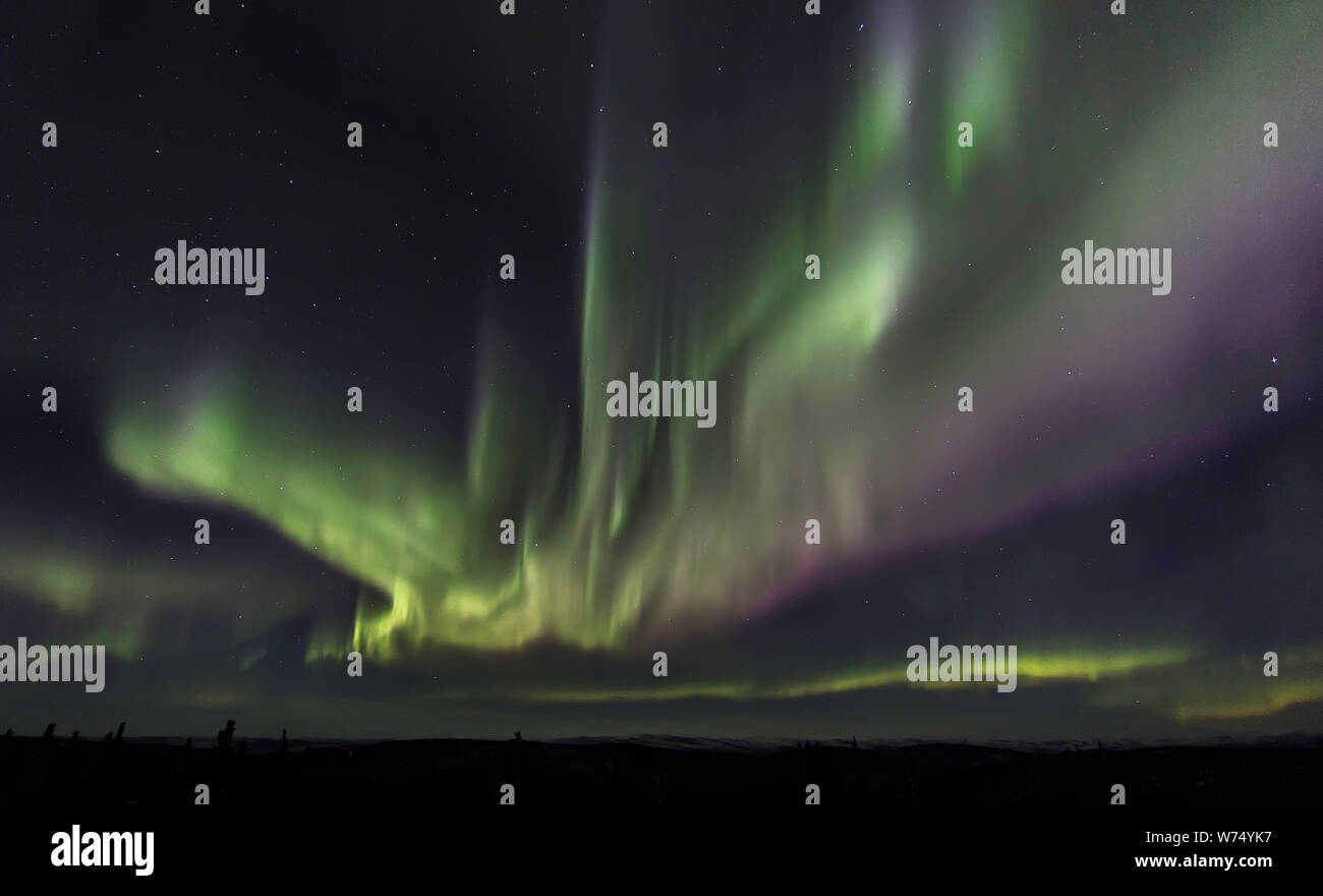 Aurora Borealis o auroras del norte en Alaska Foto de stock