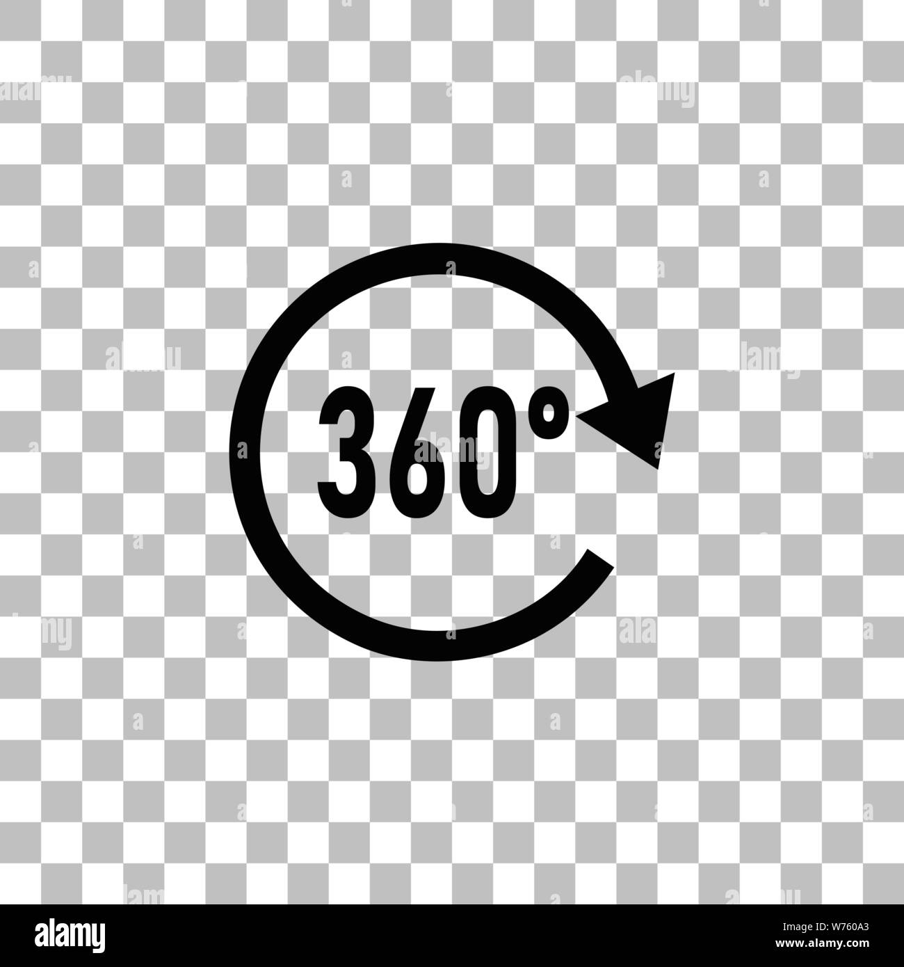 El ángulo de 360 grados. Icono plana negra sobre un fondo transparente. Pictograma para su proyecto Ilustración del Vector