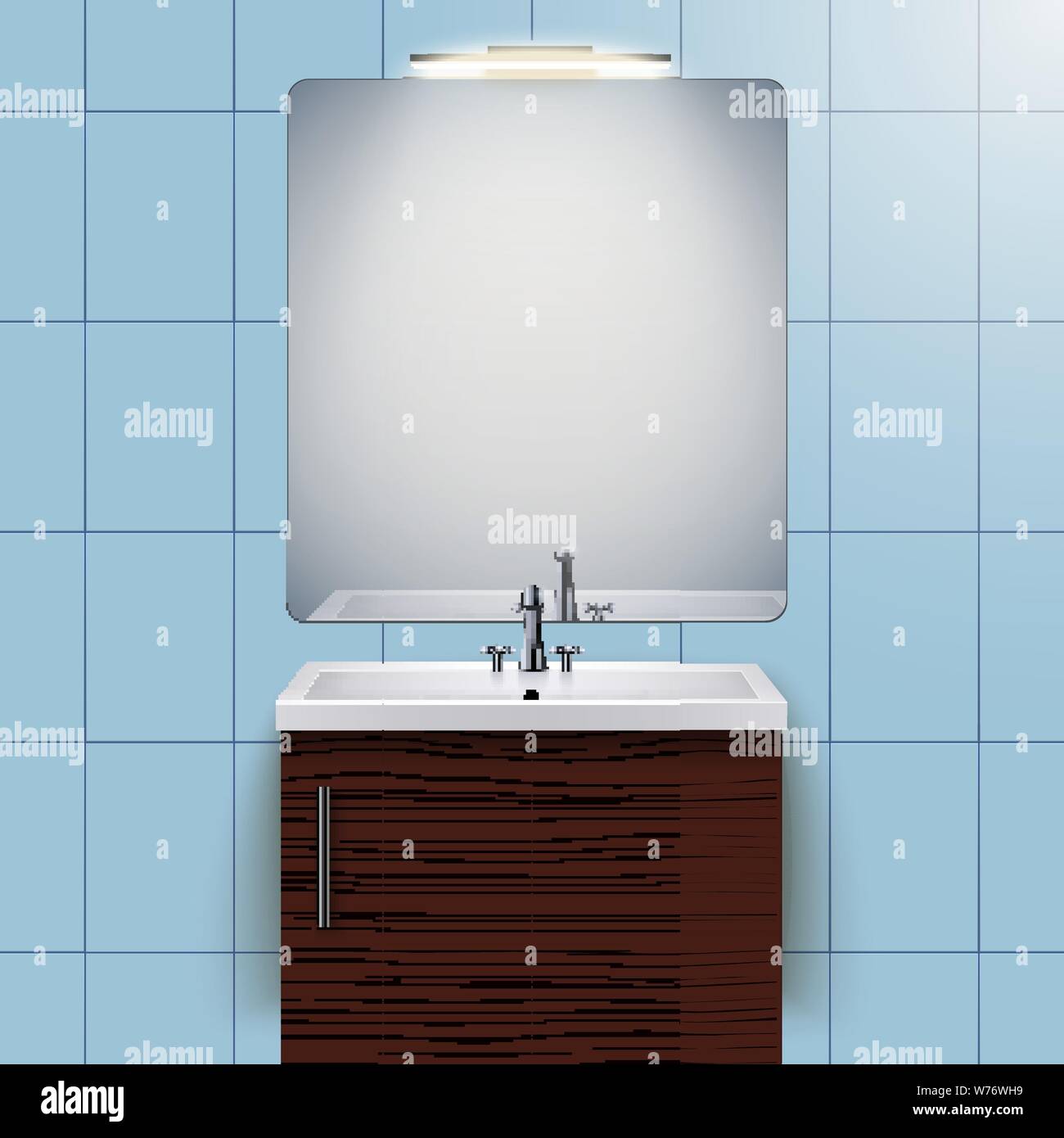 Lavabo armario con espejo interno Ilustración del Vector