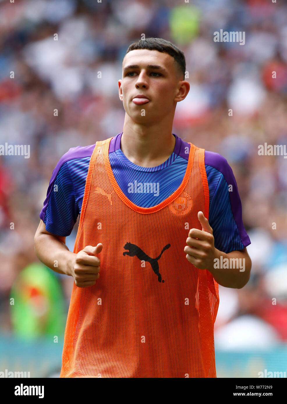 Londres, Reino Unido. 04 Aug, 2019. Londres, Inglaterra. Agosto 04: Manchester City's Phil poden durante la FA Community Shield entre Liverpool y Manchester City en el estadio de Wembley en Agosto 04, 2019 en Londres, Inglaterra. Crédito: Foto de acción Deporte/Alamy Live News Foto de stock