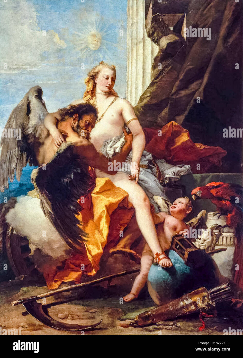 Giovanni Battista Tiepolo, tiempo Develando la verdad, pintura, circa 1758 Foto de stock