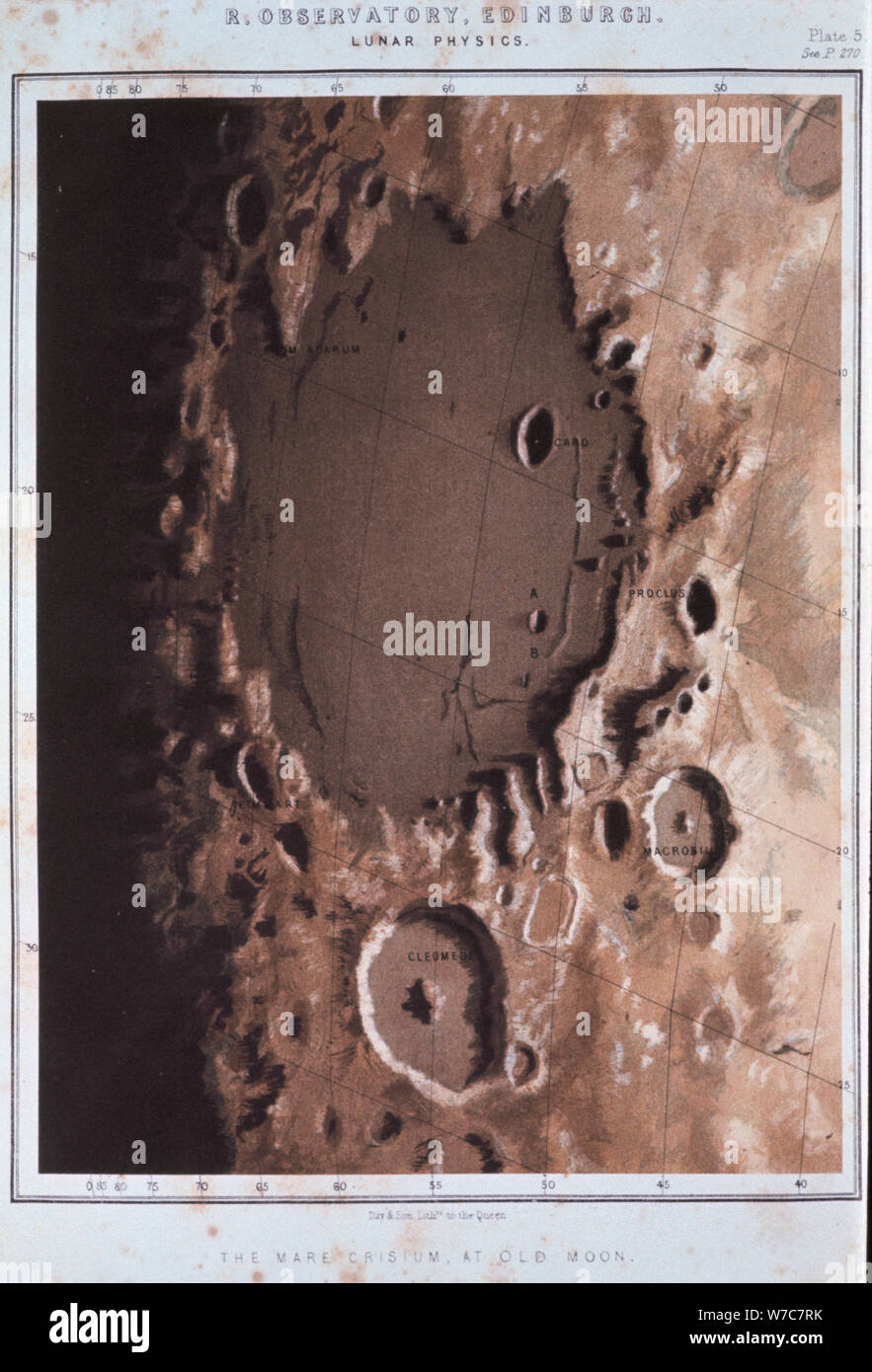 Parte de la superficie lunar, 1857. Artista: Anon Foto de stock