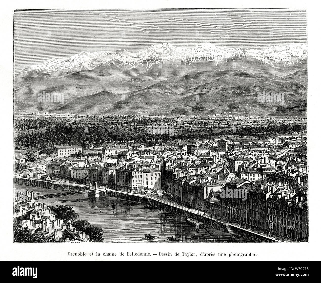 Grenoble desde el rango de Belledonne, Francia, 1886. Artista: Desconocido Foto de stock