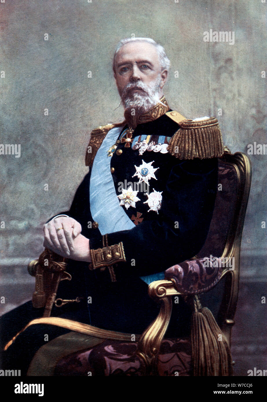 El rey Oscar II de Suecia, de finales del XIX y principios del siglo XX. Artista: Desconocido Foto de stock