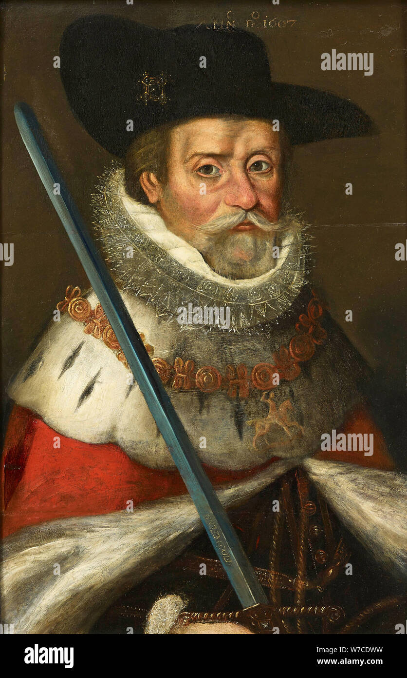 Retrato del Rey James I de Inglaterra (1566-1625). Foto de stock