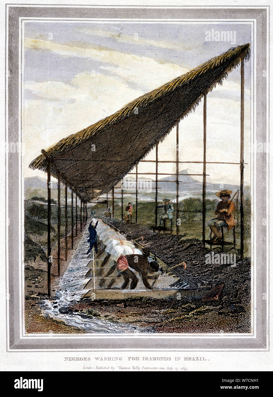 Acercarse loseta pedestal Lavado de diamantes negros esclavos vigilados por los supervisores con  látigos, Brasil, 1815. Artista: Desconocido Fotografía de stock - Alamy