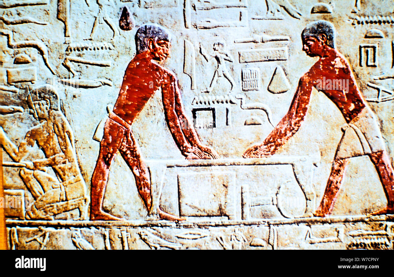 La pintura de la pared de la tumba de Ti, Saqqara, el antiguo Egipto, a principios de 5ª dinastía, c.2498-2450 BC. Artista: Desconocido Foto de stock
