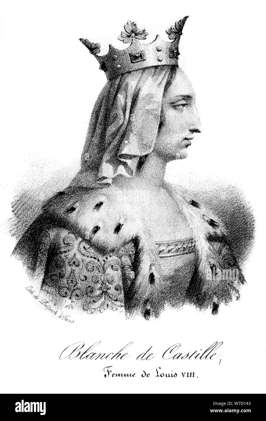 Blanca de Castilla, esposa de Luis VIII de Francia, (siglo xix).Artista: Delpech Foto de stock
