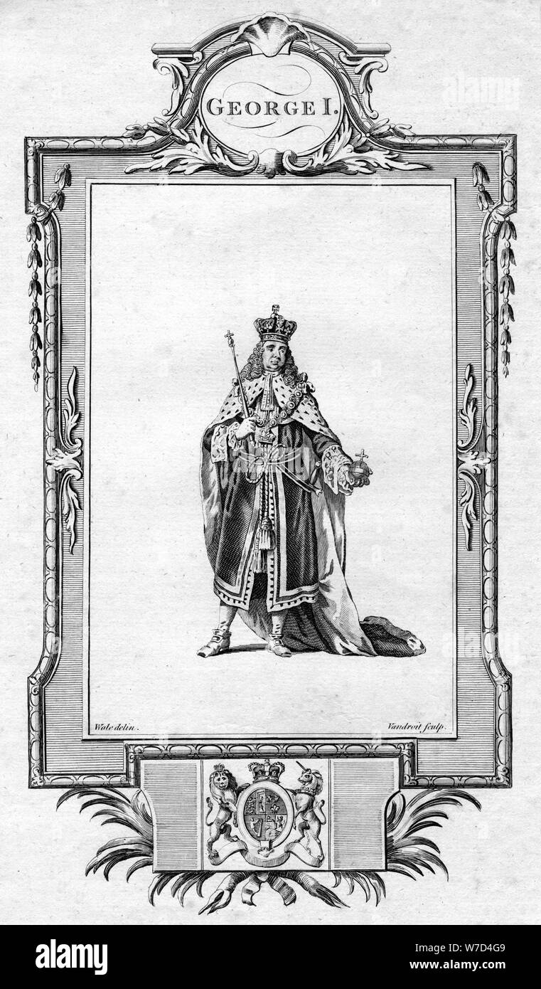 Jorge I de Gran Bretaña.Artista: Vandroit Foto de stock
