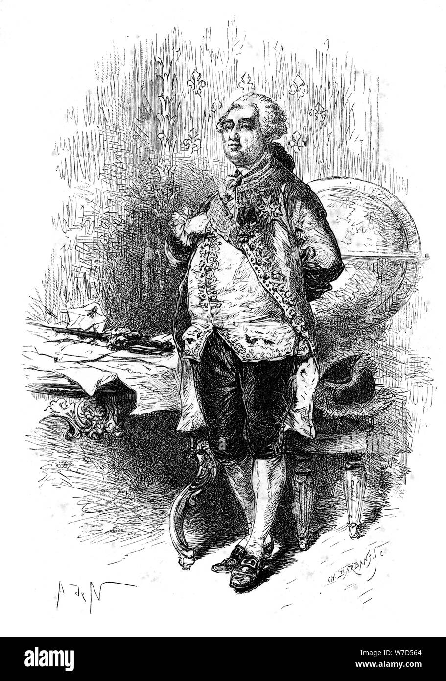 Luis XVI, Rey de Francia.Artista: Barbant Foto de stock