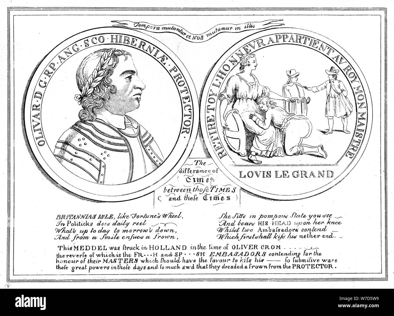 Medalla de la época de Oliver Cromwell, siglo XVII. Artista: Desconocido Foto de stock