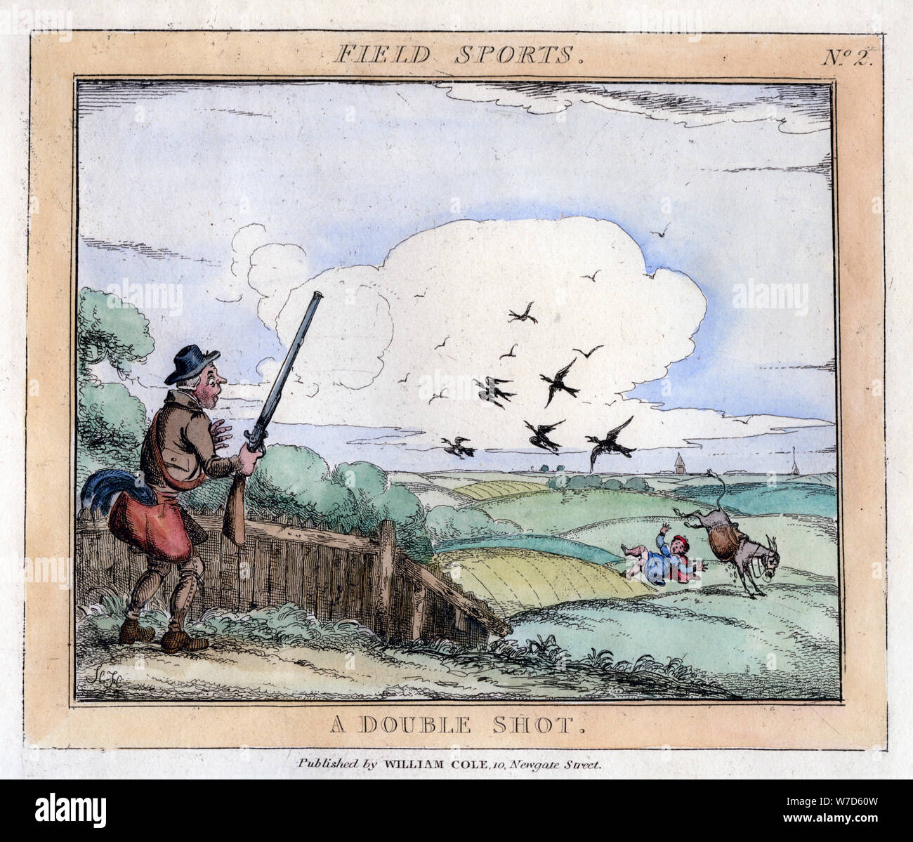 "Deportes de campo: un disparo doble', late 18th-principios del siglo XIX. Artista: Desconocido Foto de stock
