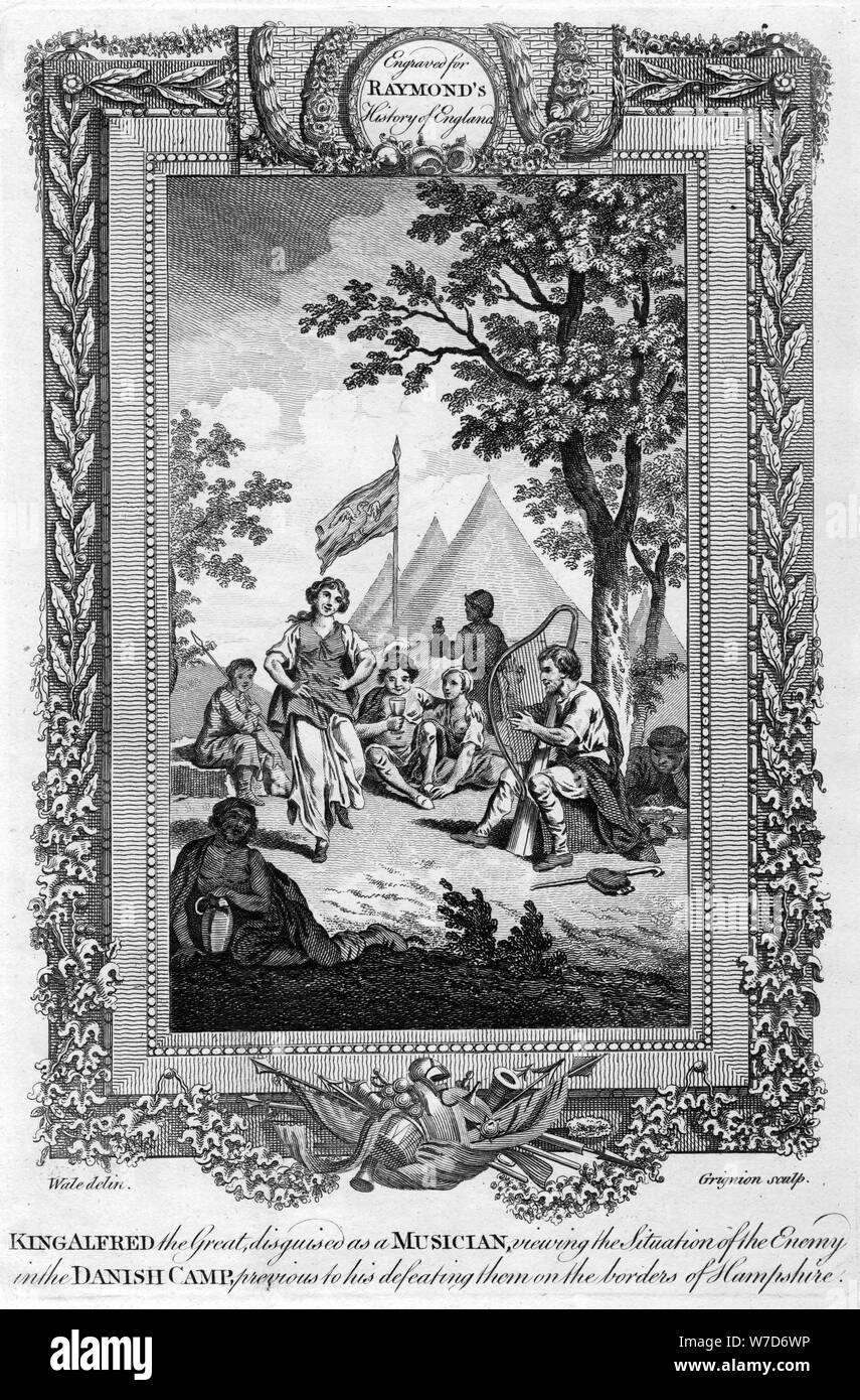 "El rey Alfredo el Grande, disfrazado como un músico...' (siglo xix