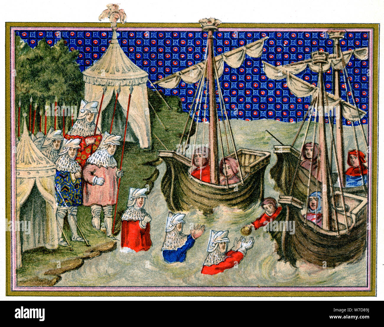 Los buques llevar provisiones para el host en inglés, Richard II de campaña en Irlanda, 1399, (1893). Artista: Desconocido Foto de stock