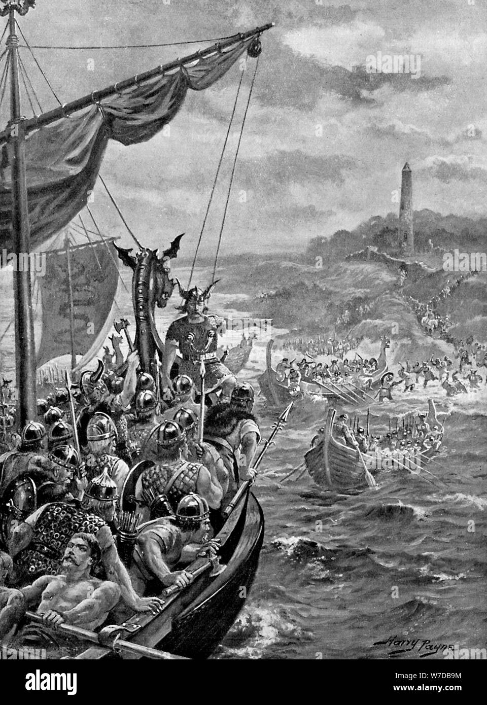 Un ataque de los Daneses en Irlanda, siglo 9 AD, (c1920).El artista: Henry Payne Foto de stock
