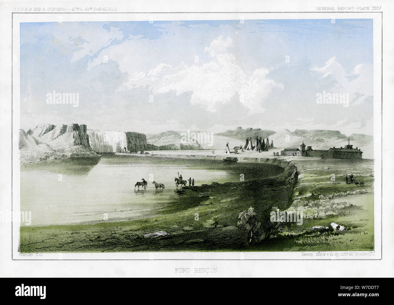 Fort Benton, Montana, USA, 1856. Artista: John Mix Stanley Foto de stock