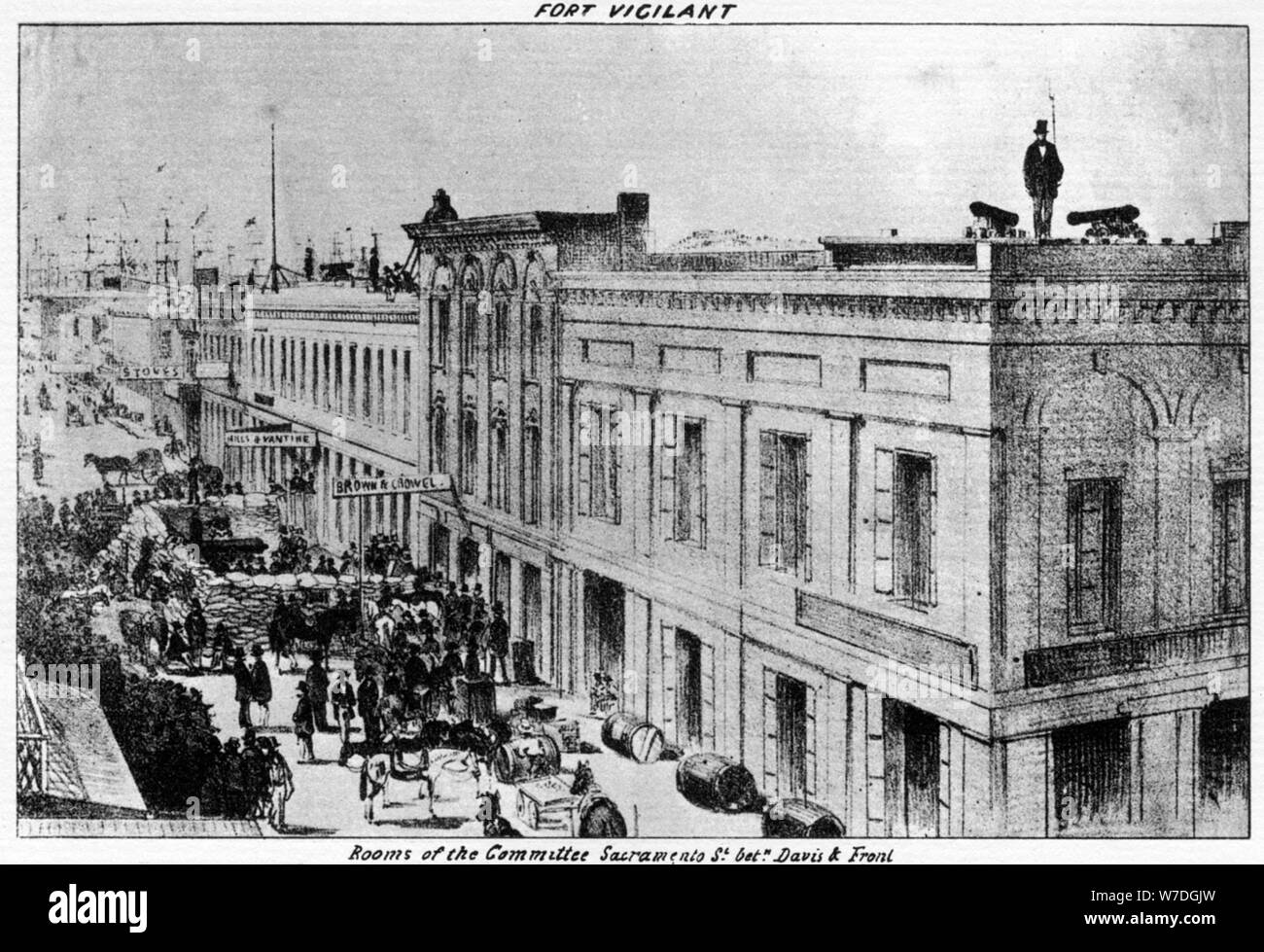 Fort vigilantes, Sacramento, California, 1856 (1937).Artista: Britton & Rey Foto de stock