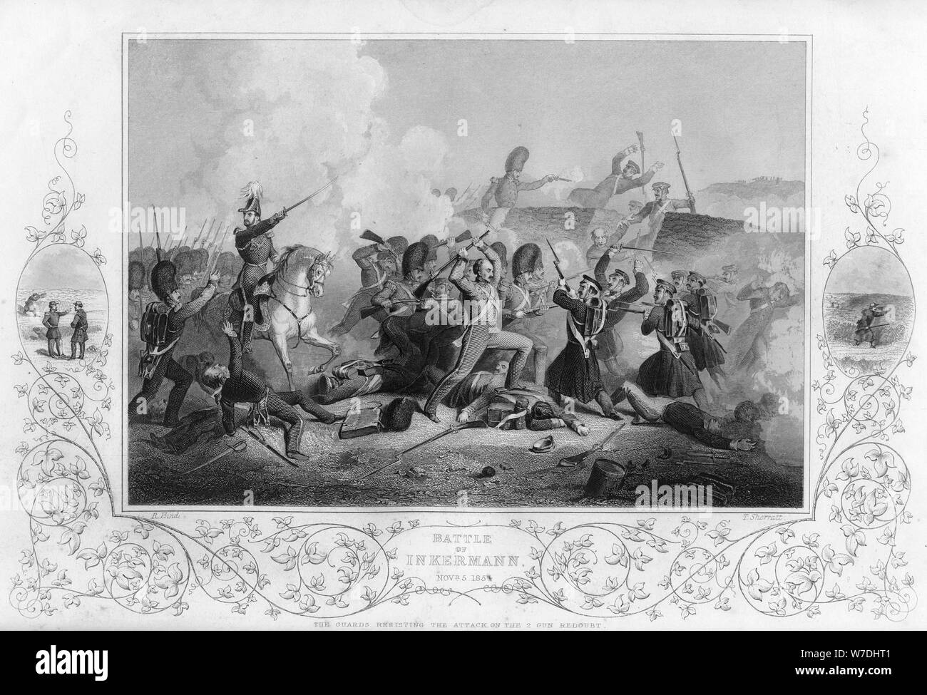 La batalla de Inkerman durante la Guerra de Crimea, 1854 (1857).Artista: T Sherratt Foto de stock