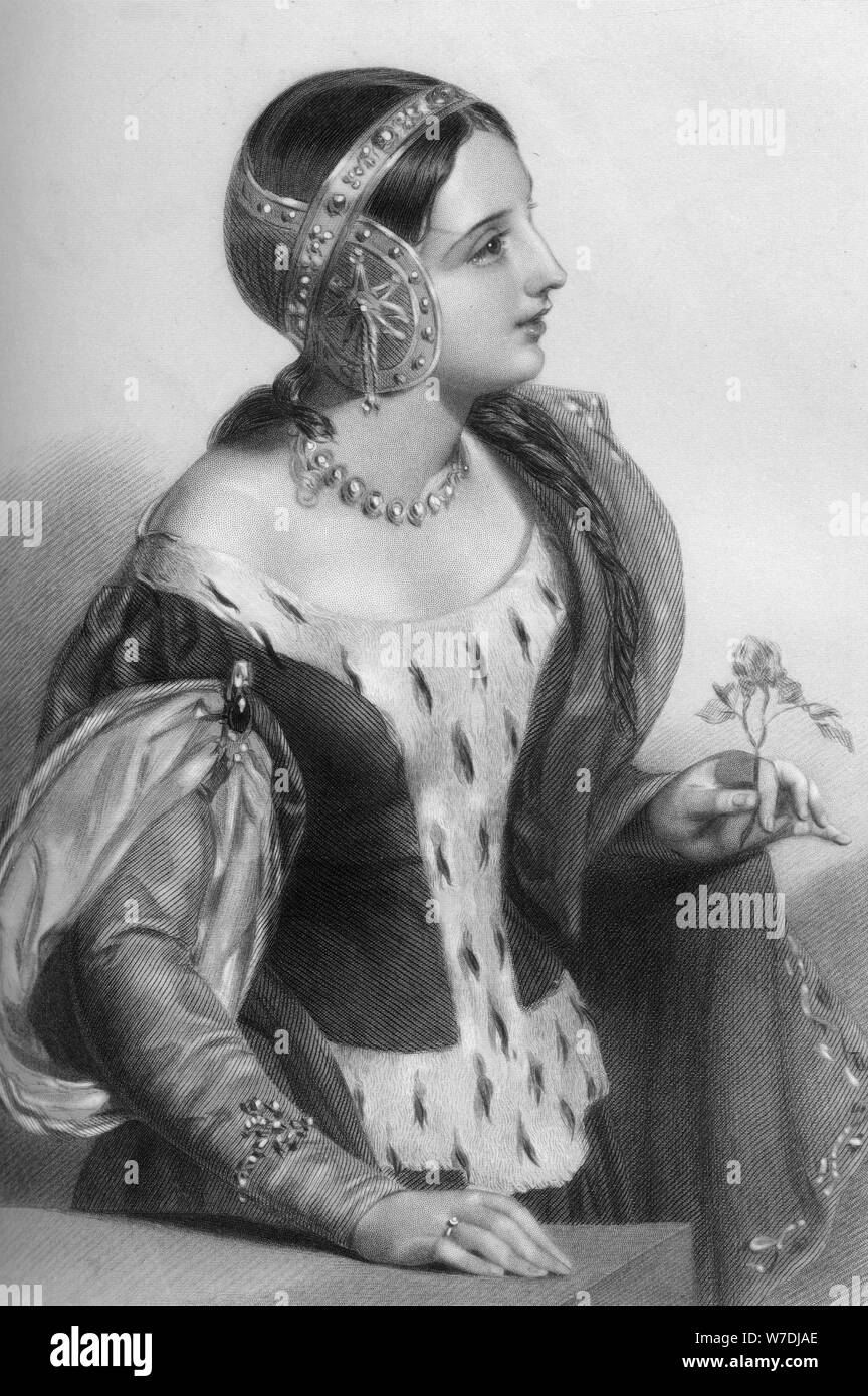 Isabel de Francia (1295-1358), reina consorte del Rey Eduardo II, 1851.Artista: H Austin Foto de stock