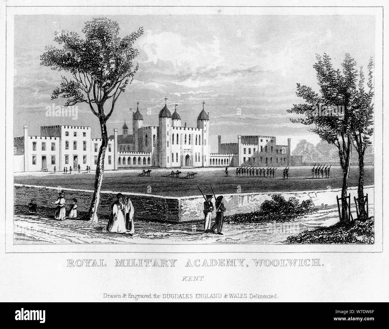 Real Academia Militar de Woolwich, Londres, 1800. Artista: Desconocido Foto de stock
