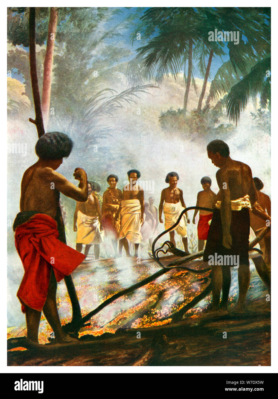 Fire caminando en Fiji, 1920. Artista: Desconocido Foto de stock