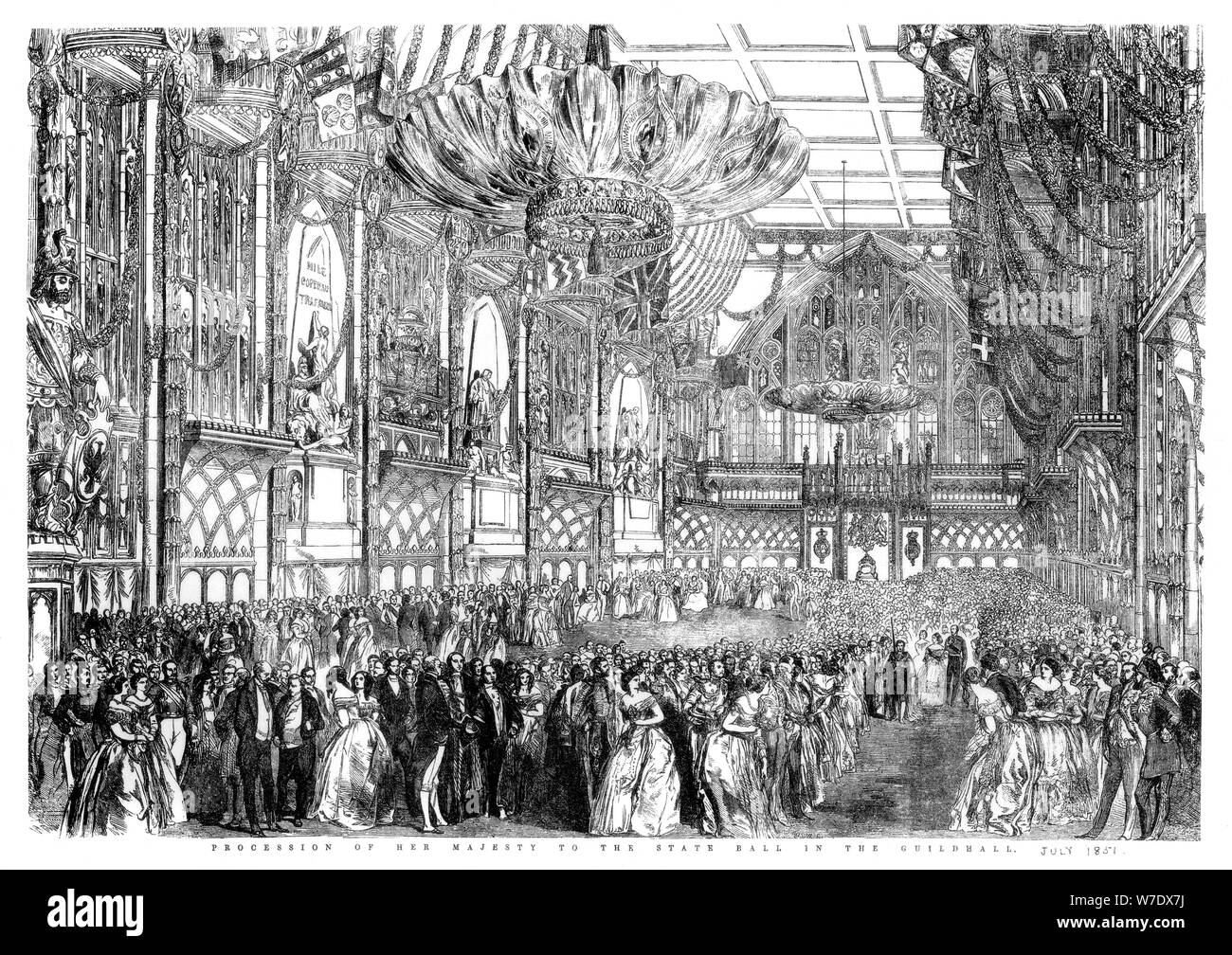"La procesión de Su Majestad al Estado bola en el Guildhall', de la ciudad de Londres, julio de 1851 (1886).Artista: William Griggs Foto de stock