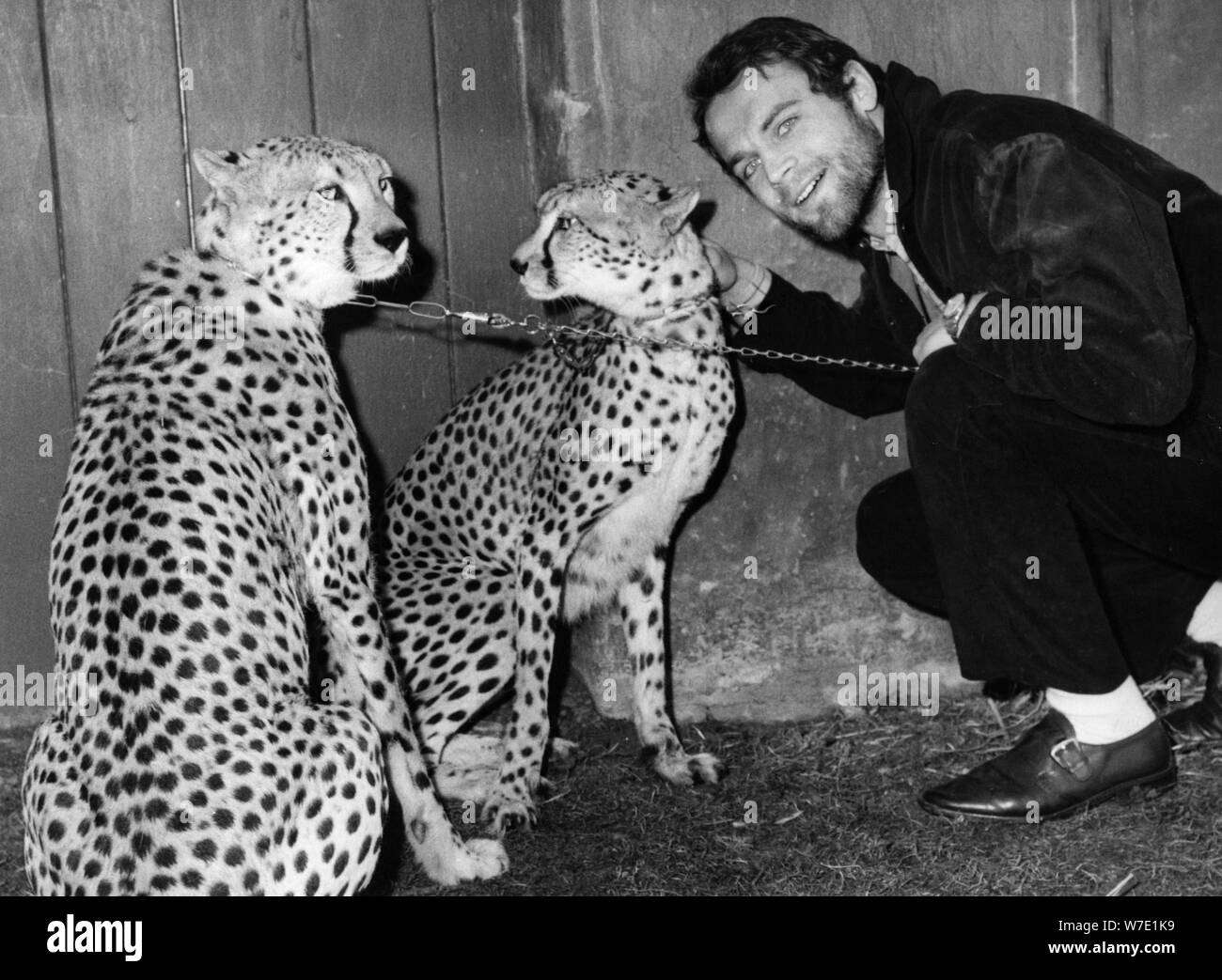 El actor italiano y estrella de cine Mario Girotti en el parque zoológico Hellabrunn, en Munich, Alemania, 1967. Artista: Desconocido Foto de stock