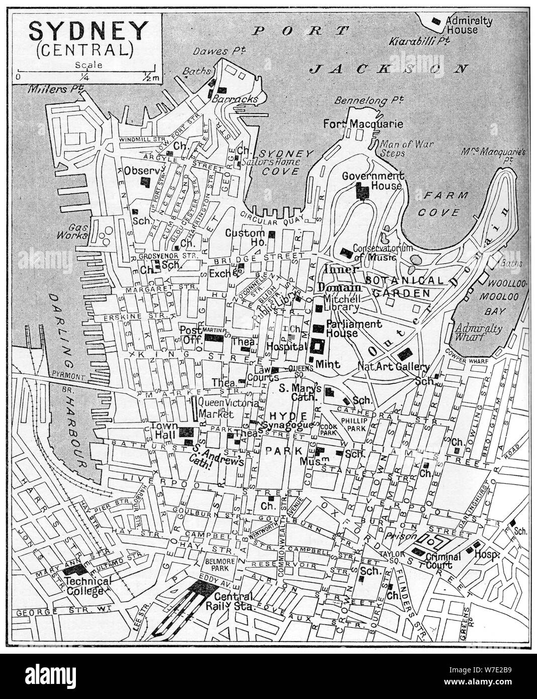 Mapa del centro de Sydney, New South Wales, Australia, c1924. Artista: Desconocido Foto de stock