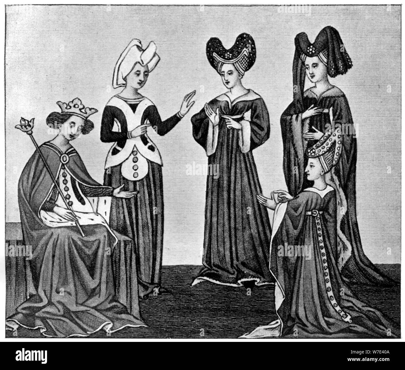 Medieval headdress Imágenes de stock en blanco y negro - Alamy