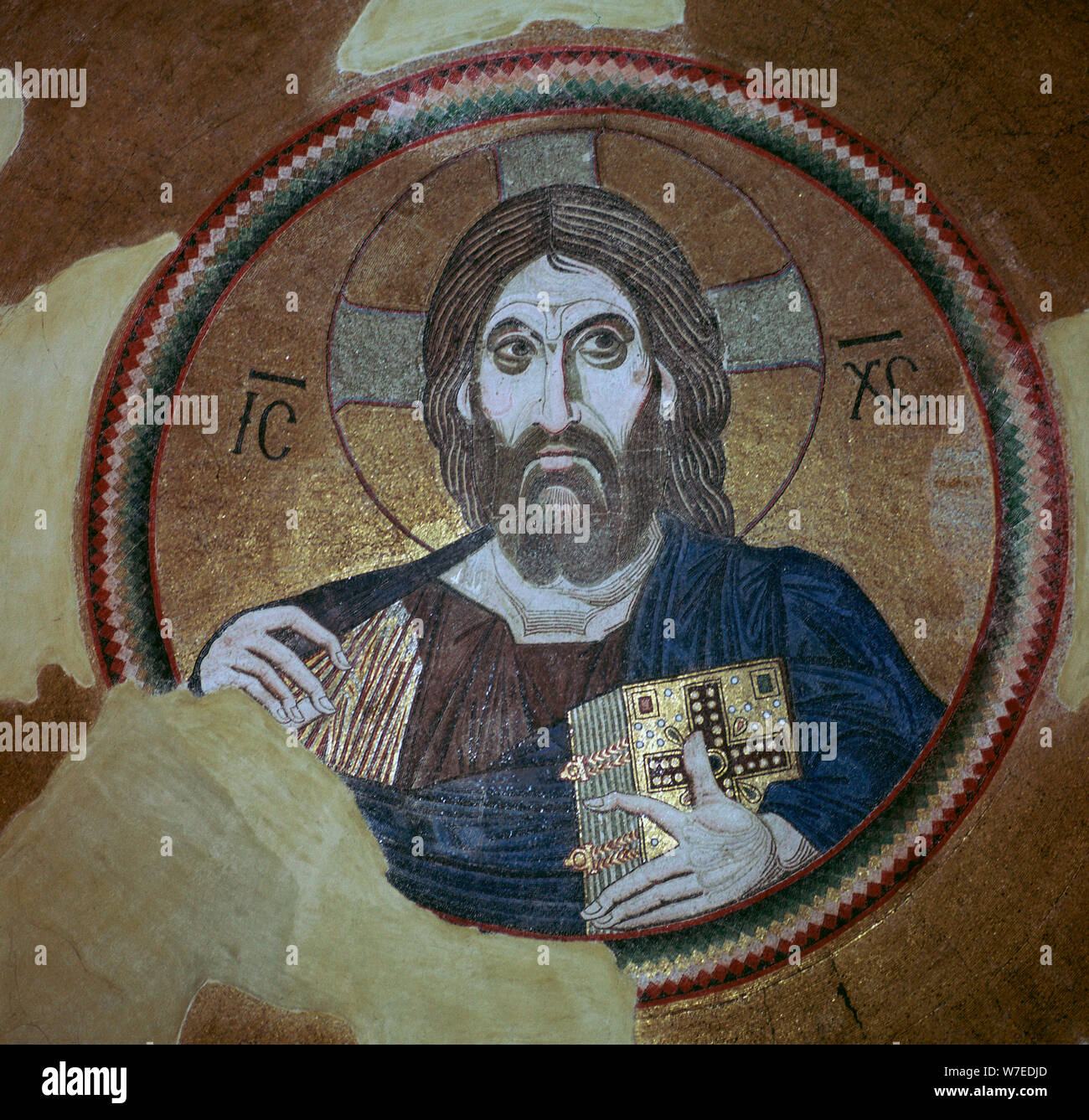 Mosaico de Cristo Pantocrátor, siglo 11. Artista: Desconocido Foto de stock
