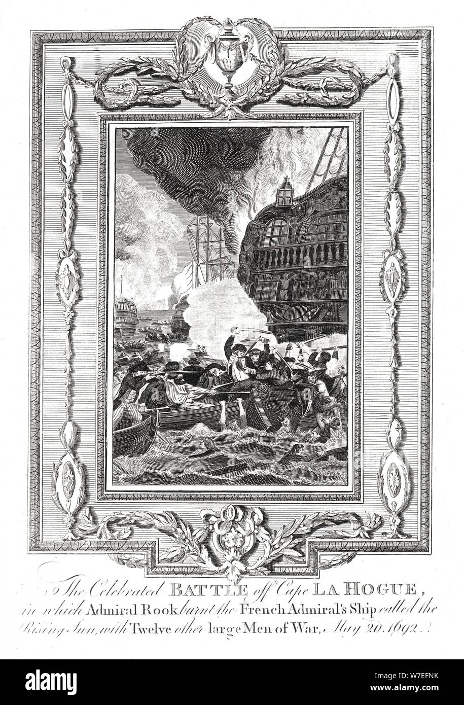 Batalla del cabo LaHogue, 1692. Artista: Desconocido Foto de stock