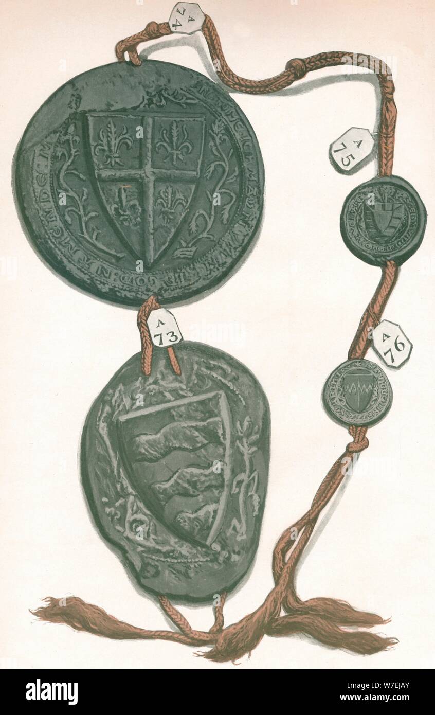 Cable VI (Juan de Hastings, Edmund de Hastings, Edmund de Mortimer, Fulke Fitz-Warine), (1904). Artista: Desconocido Foto de stock