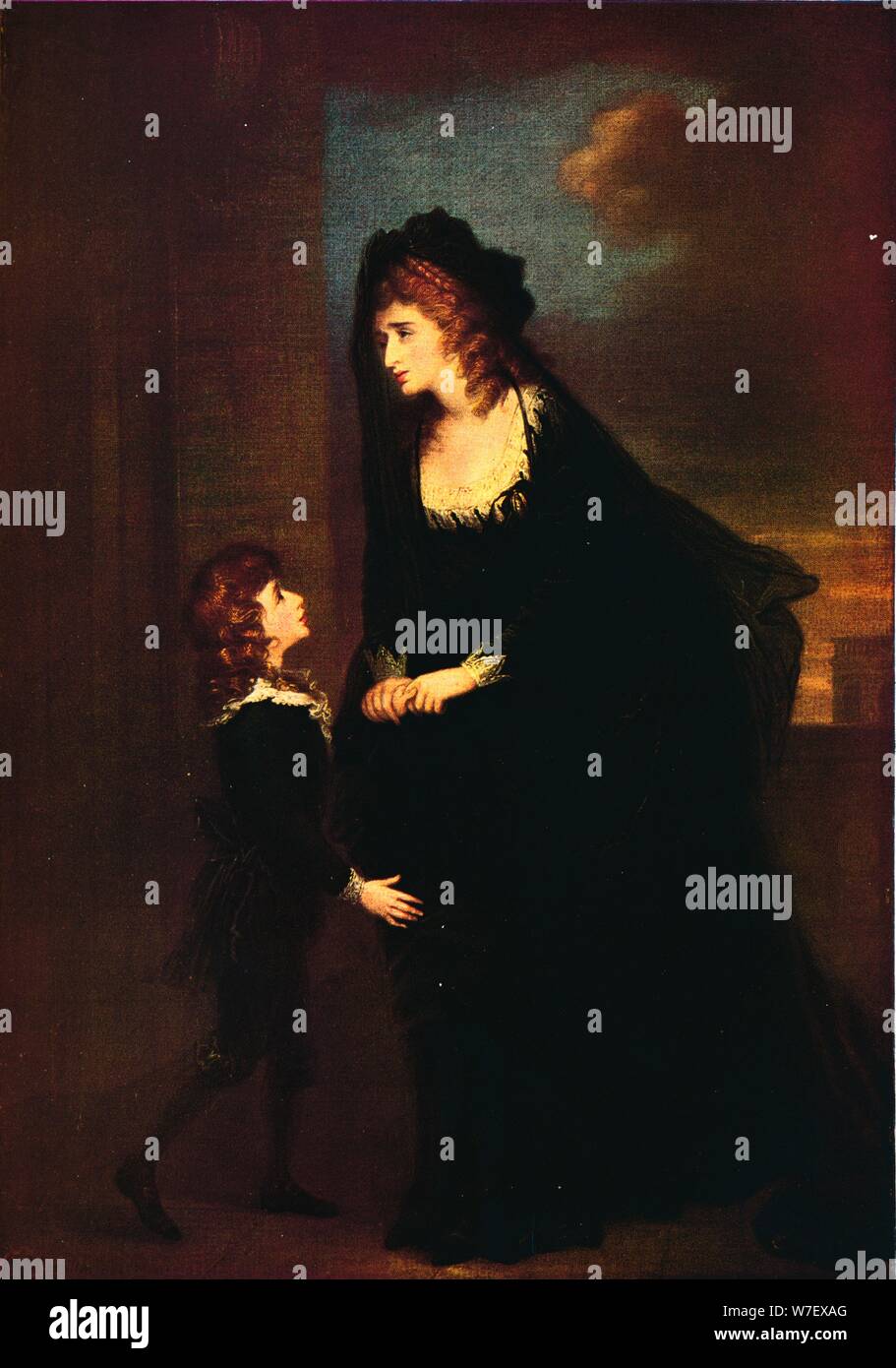 'Mrs. Siddons y su hijo en la tragedia de Isabel', 1784. Artista: William Hamilton. Foto de stock