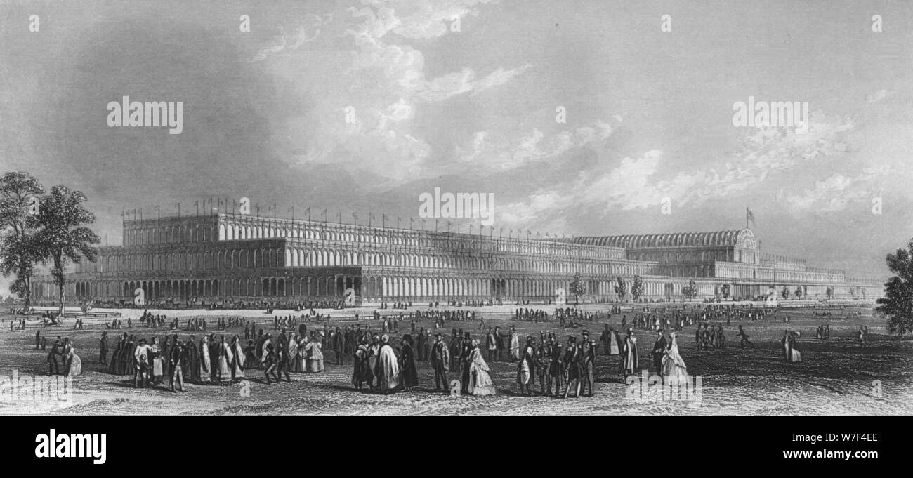 "A la vista de la Gran Exposición Industrial de Hyde Park", de 1859. Artista: JC Armytage. Foto de stock