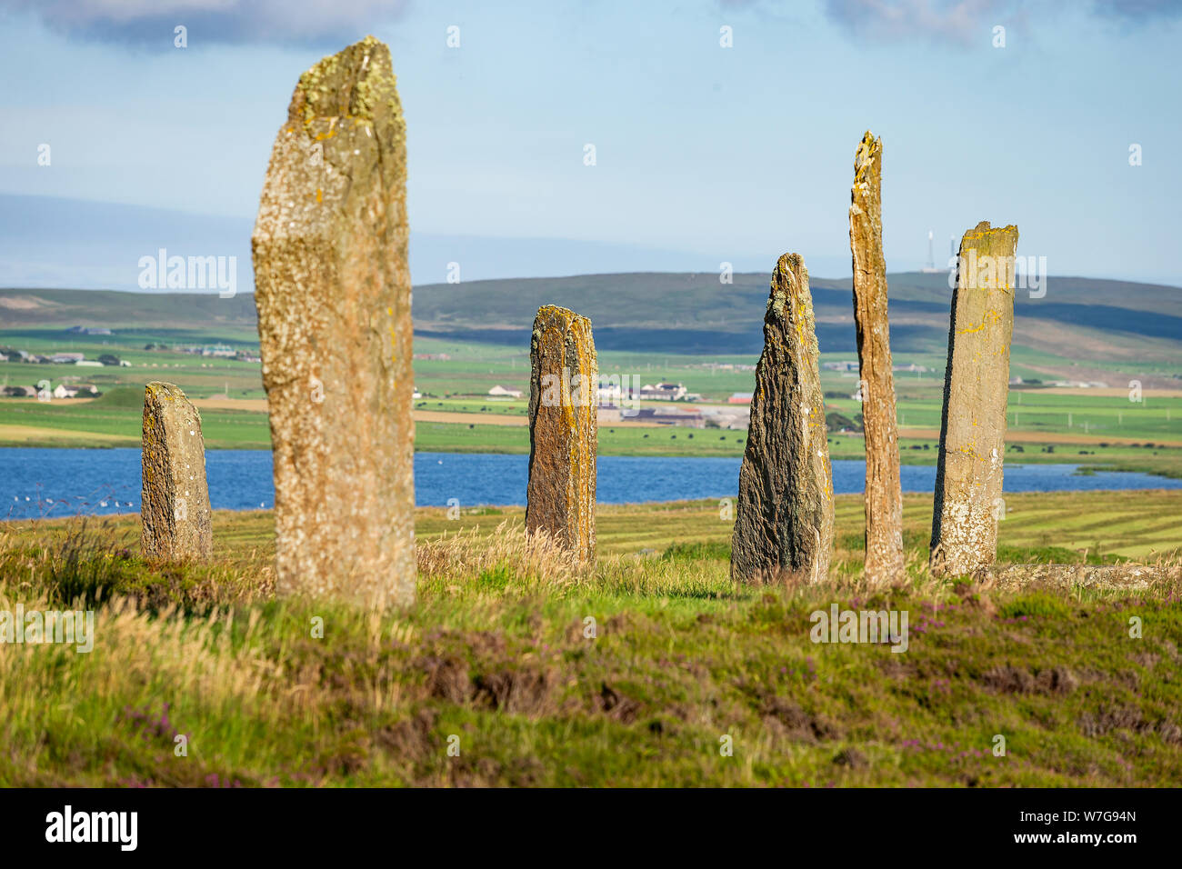Anillo de Brodgar en Orkney en una tarde de verano por la tarde Foto de stock