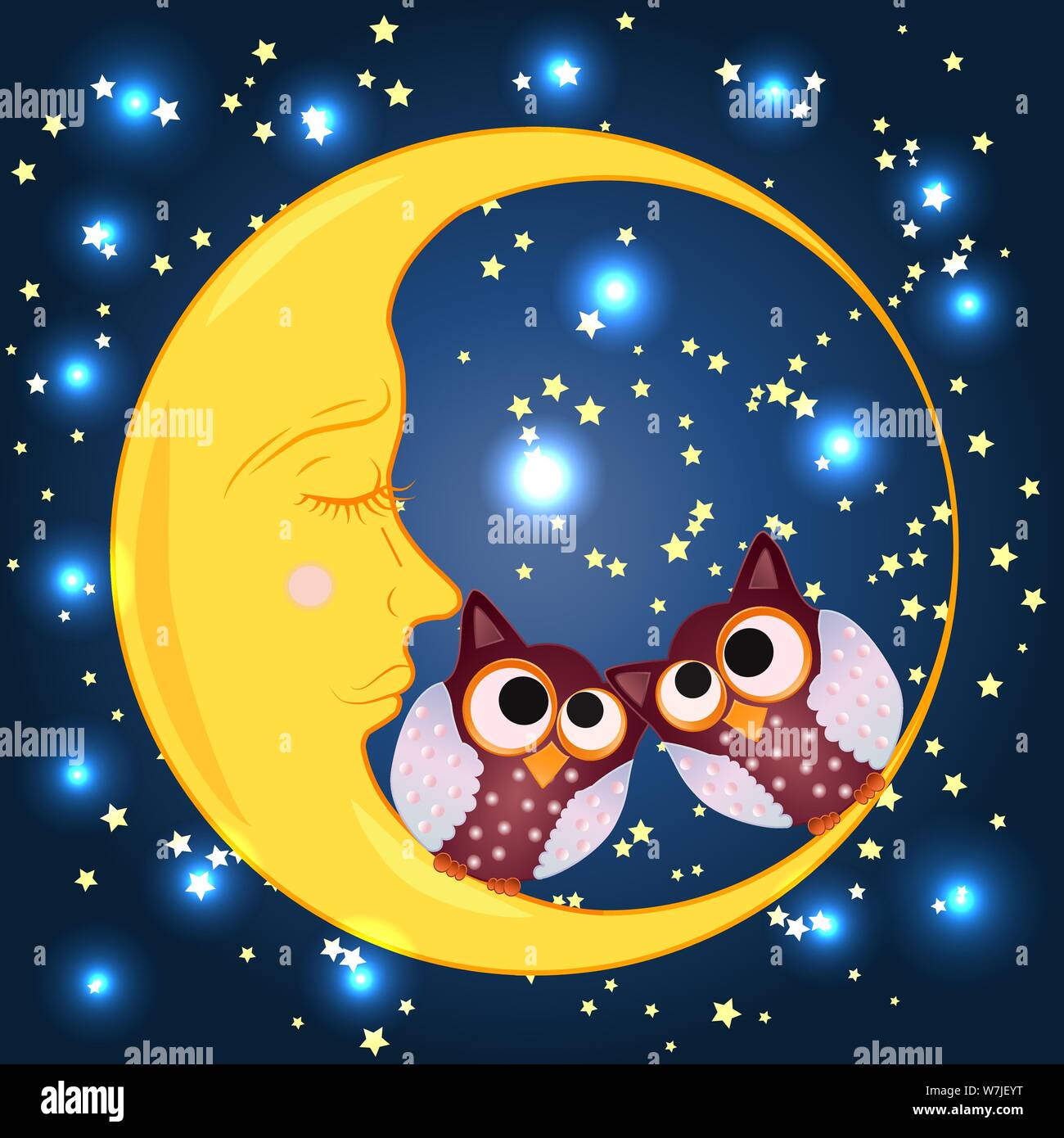 caricatura de media luna Imagen Vector de stock - Alamy