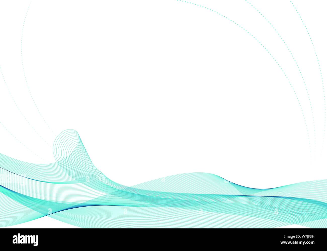 Resumen ondulada. Concepto de cinta de color turquesa con decoración curva punteada, sobre fondo blanco aisladas. Ilustración vectorial. Ilustración del Vector
