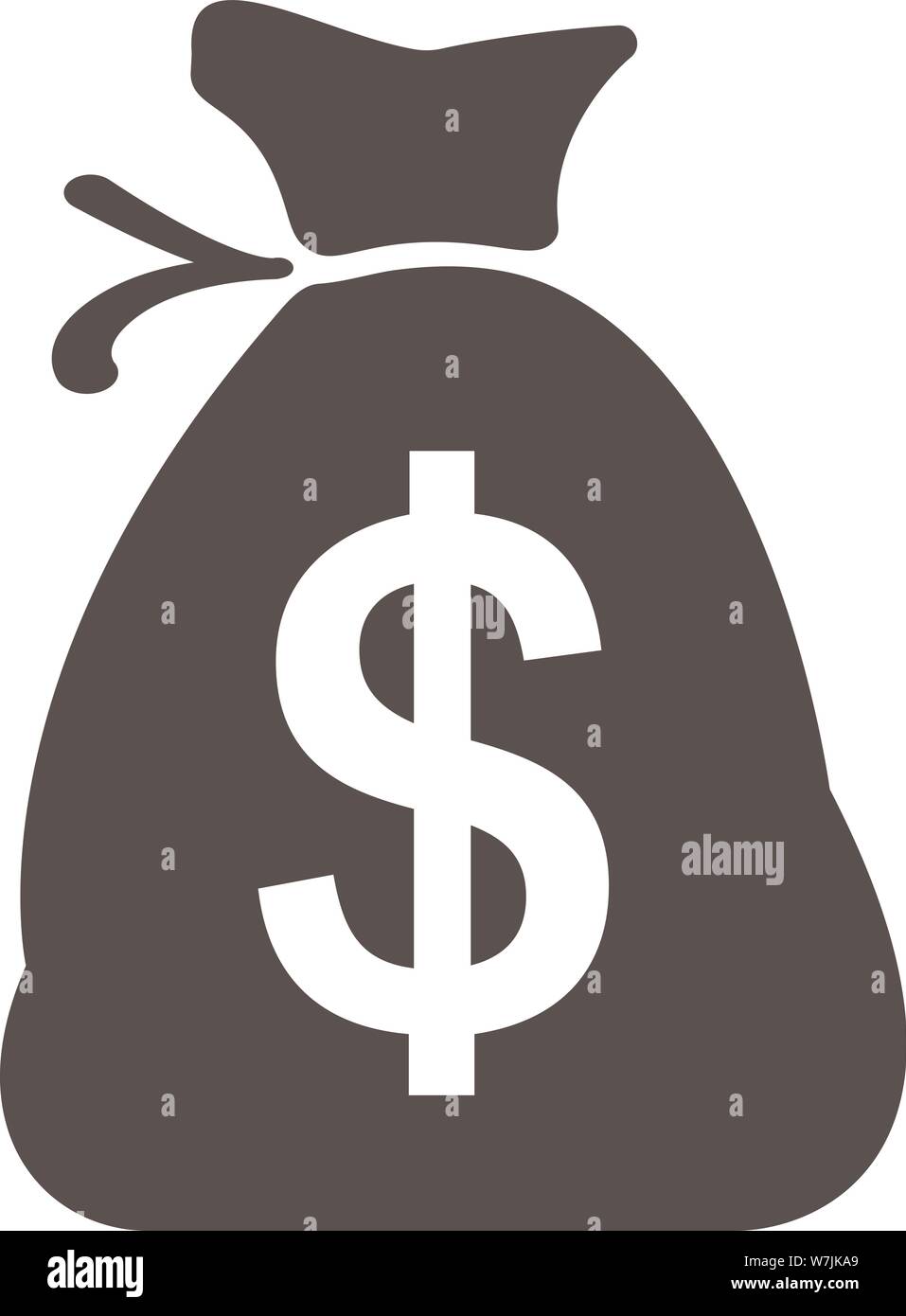 Simple en blanco y negro la bolsa de dinero icono con el signo de dólar ilustración vectorial Ilustración del Vector