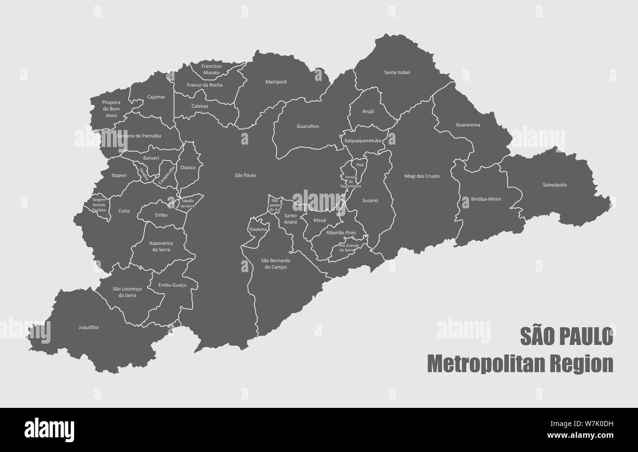 Un Mapa De La Región Metropolitana De Sao Paulo Con Municipios