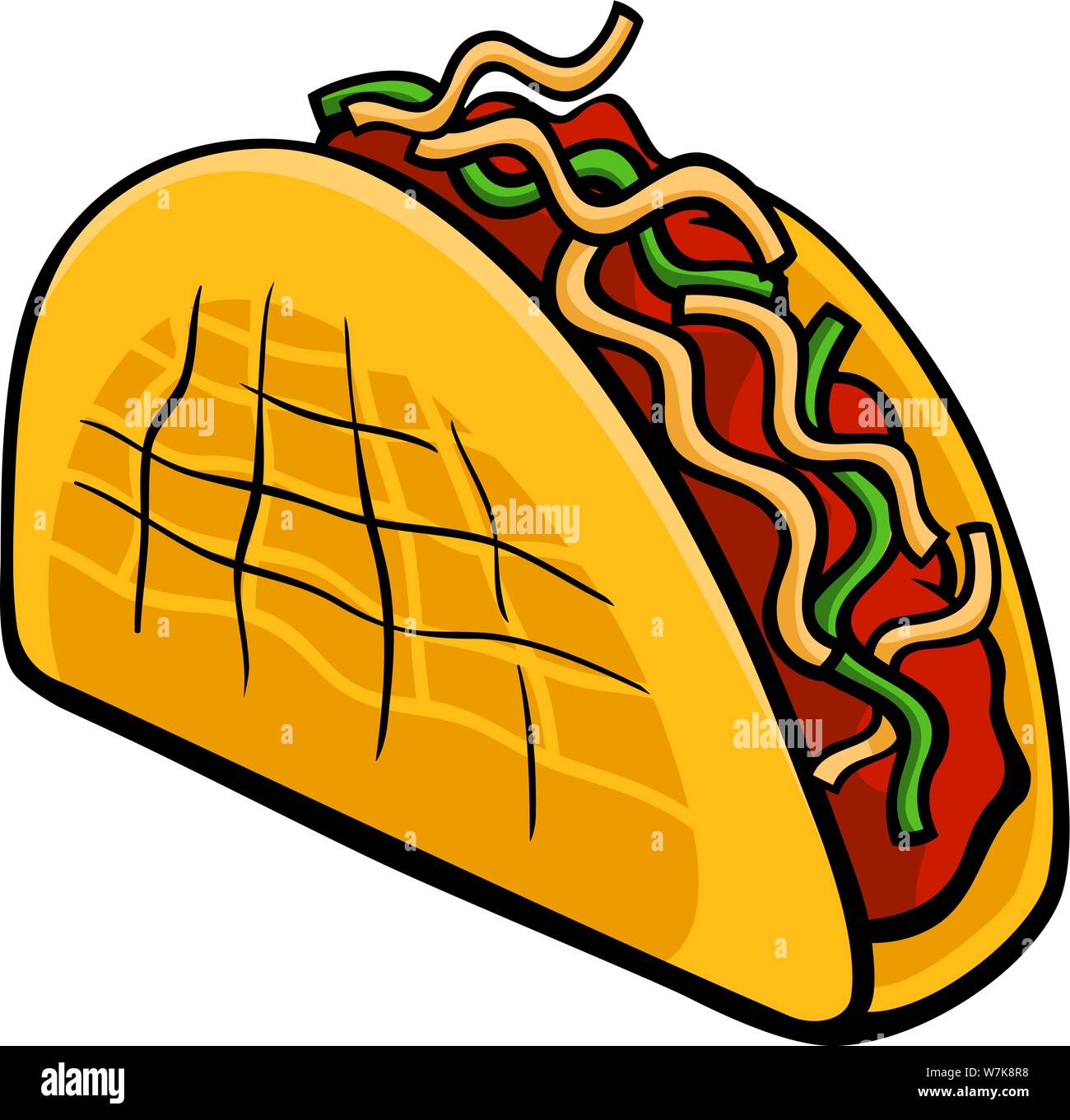 Ilustración de dibujos animados de Taco mexicano objeto de alimentos Imagen  Vector de stock - Alamy