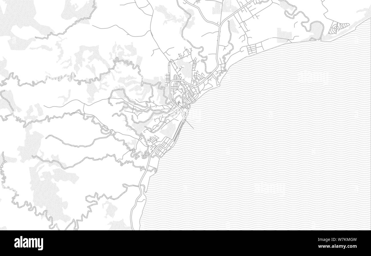 Puerto Armuelles, Chiriquí, Panamá, brillante esbozado mapa de vectores con grande y carreteras