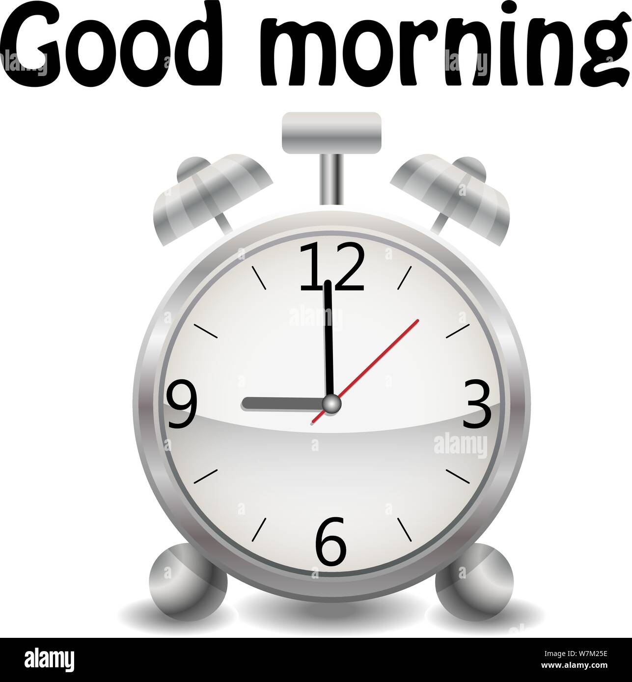 Un reloj despertador realista sobre un fondo blanco. Inscripción Good  morning Imagen Vector de stock - Alamy