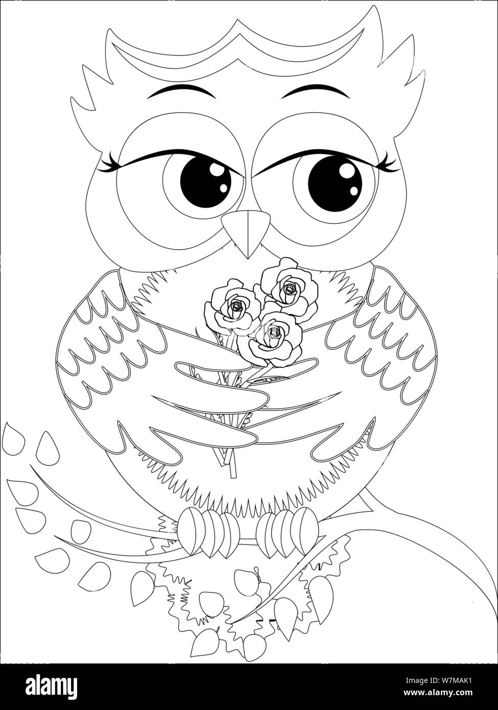 Sedante maravilloso Aceptado Libro para colorear para los niños mayores y adultos. Página de colorear  con cute owl. Esquema Imagen Vector de stock - Alamy