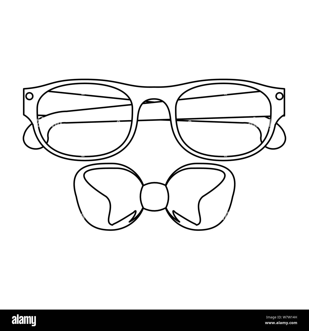Gafas lentes moda estilo de dibujos animados en blanco y negro Imagen  Vector de stock - Alamy