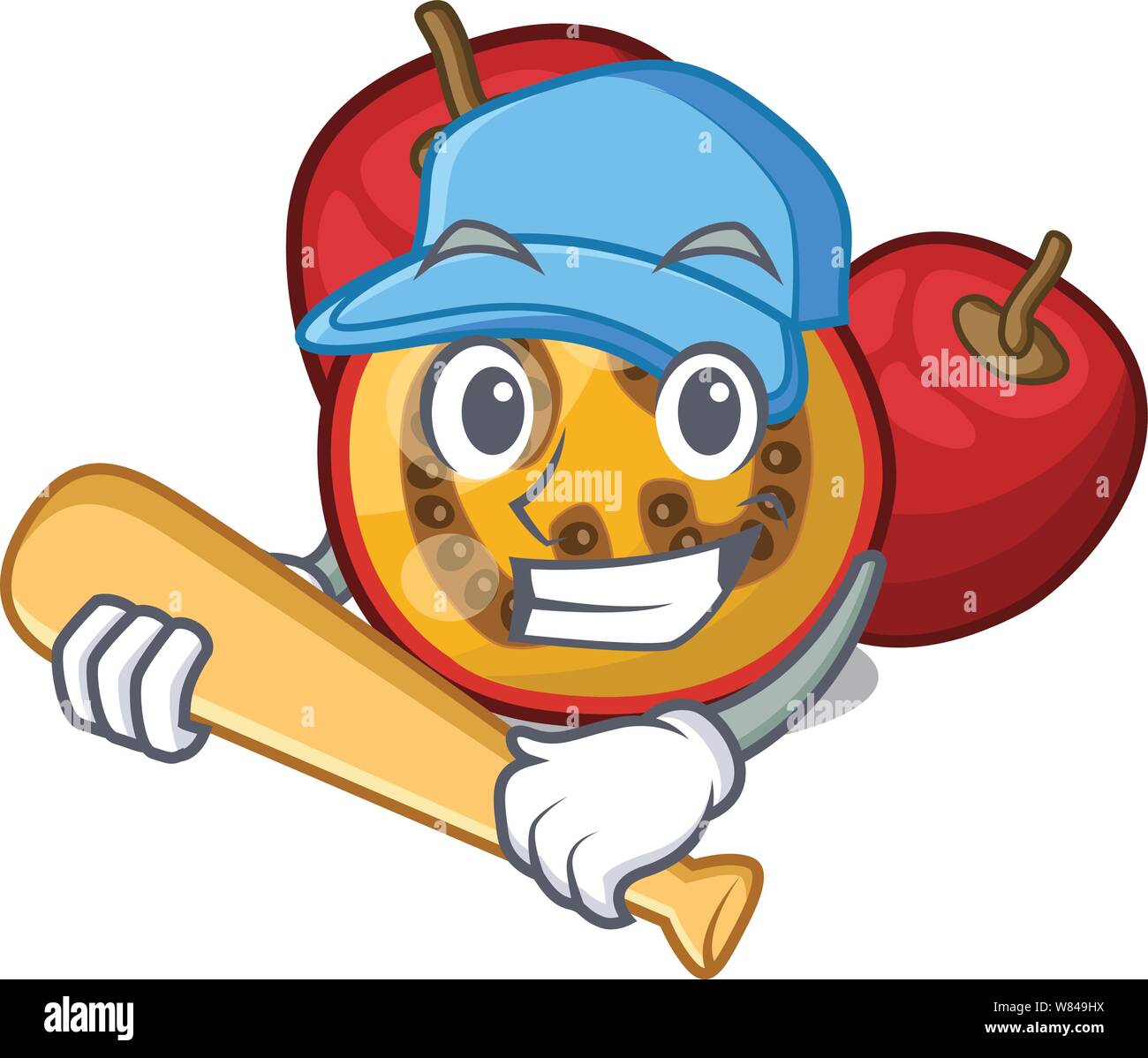 Jugando béisbol tamarillo fruta cortes en forma de dibujos animados
