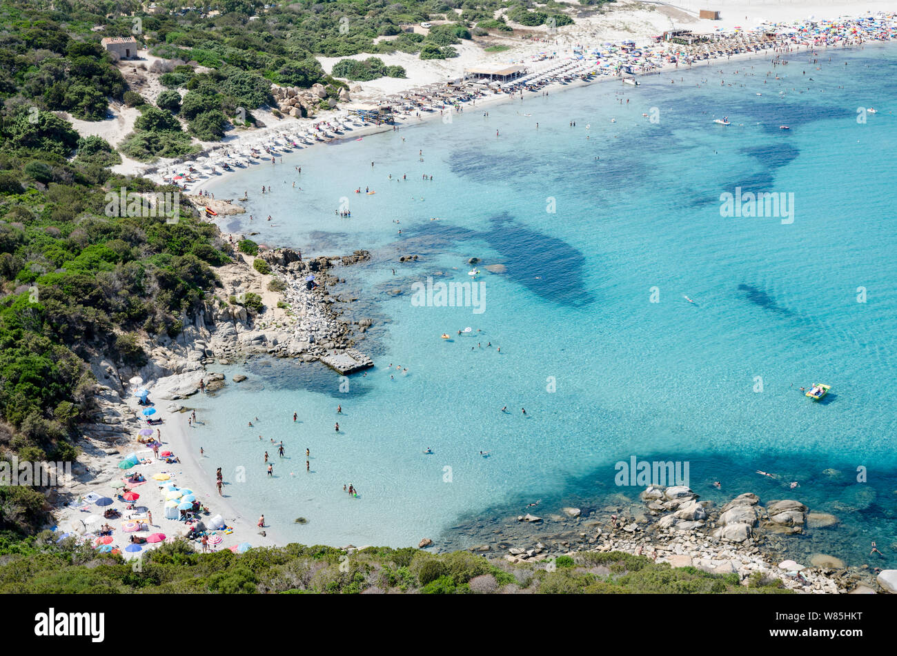Villasimius Cerdeña y el paisaje de playa Porto Giunco Foto de stock