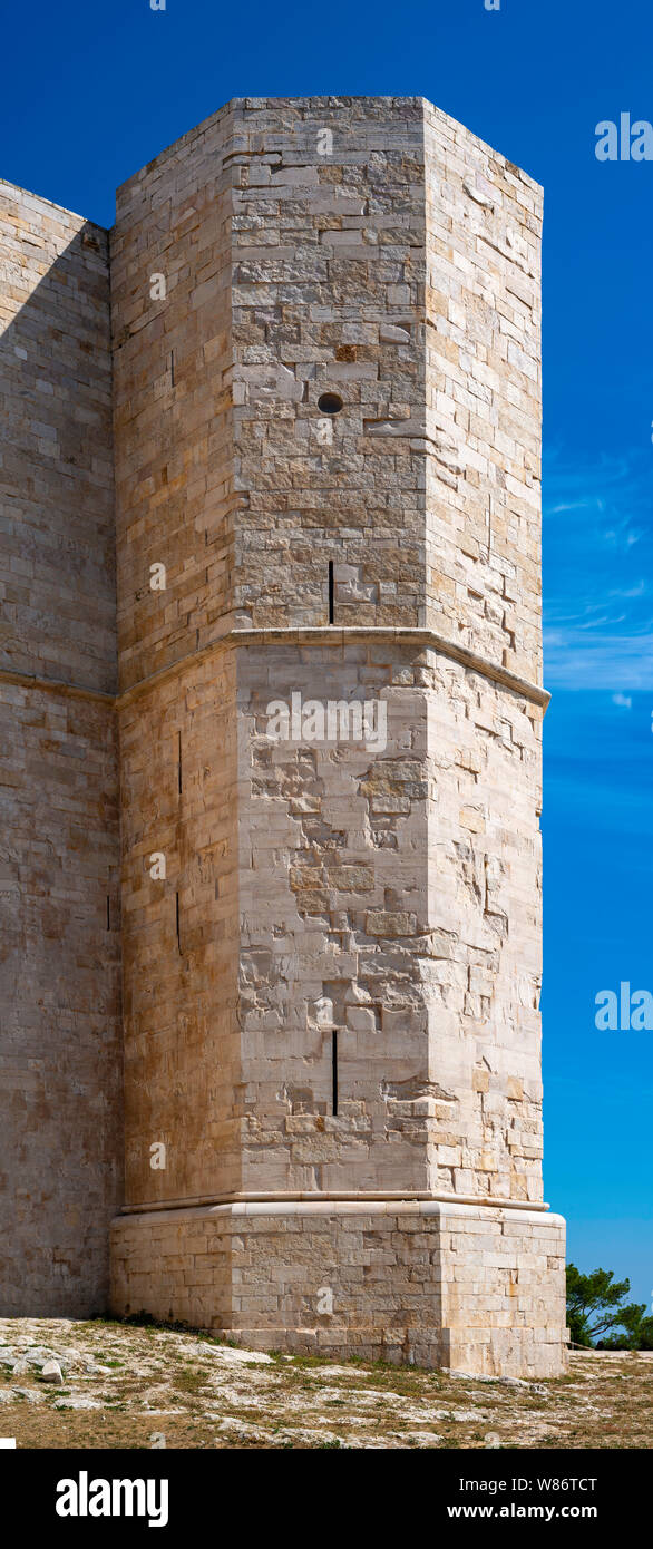 Castel del Monte que se eleva sobre el altiplano de las murge. Sitio de Patrimonio Mundial de la UNESCO. Andria, Puglia - Italia Foto de stock