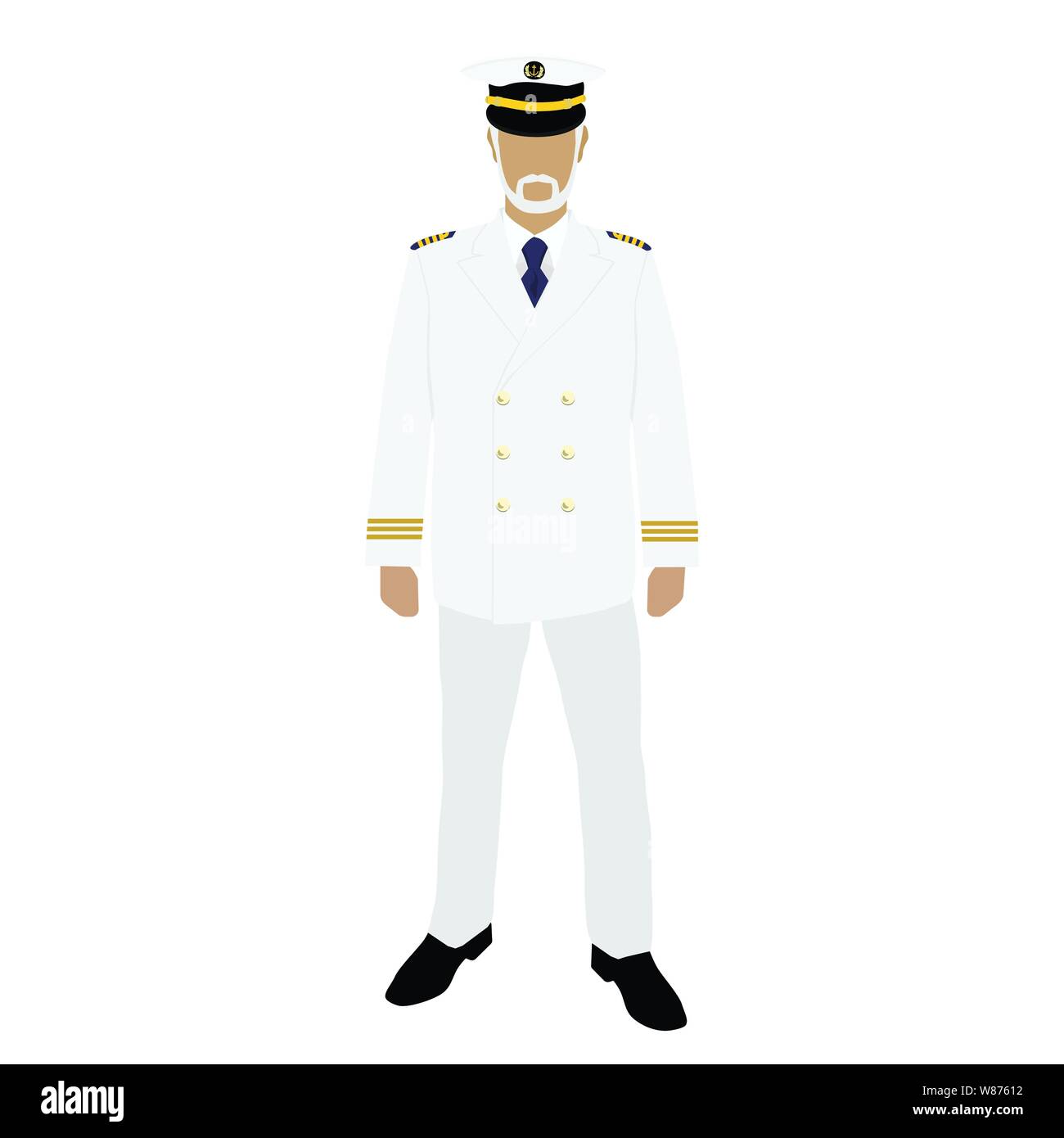 Ilustración vectorial capitán de mar antiguo carácter en blanco uniforme.  Marinero. Marinero Imagen Vector de stock - Alamy