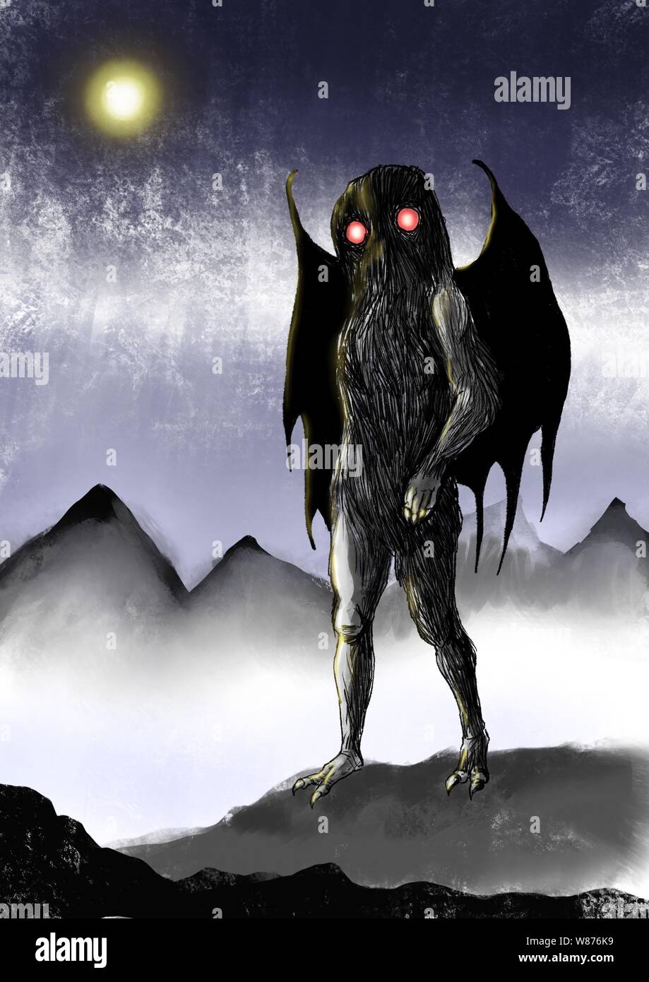 Ilustración cryptid Mothman Fotografía de stock - Alamy