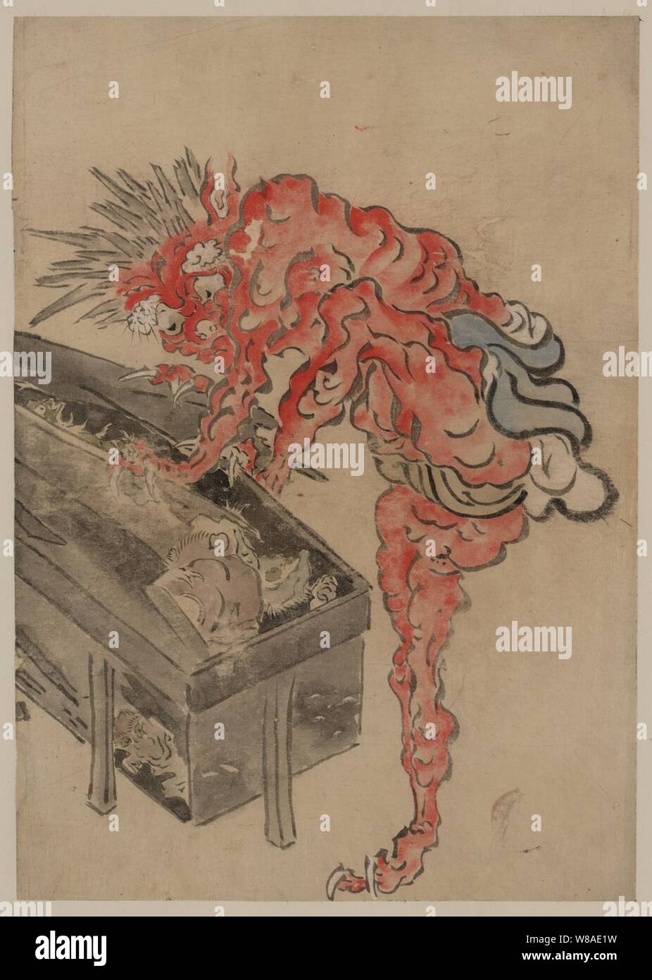 Demonio, posiblemente de Ibaraki, abriendo un cuadro Fotografía de stock -  Alamy
